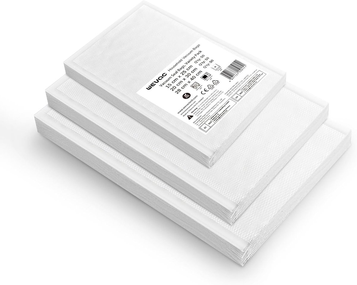 500 Stuks Vacumeerzakken Set - Verschillende Maten Voor Sous Vide en Voedselconservering