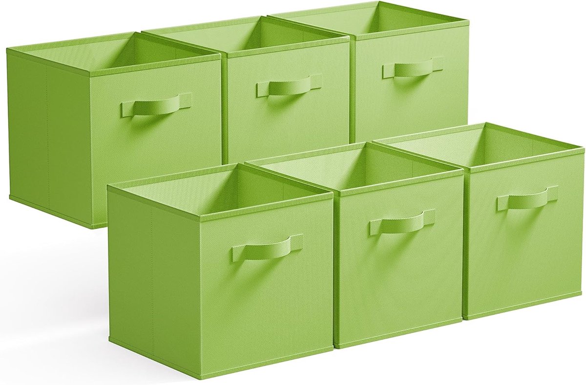 Opbergdoos Kubus 27x27cm - Vouwbaar met Handvat voor Kasten en Organisatie - Felgroen