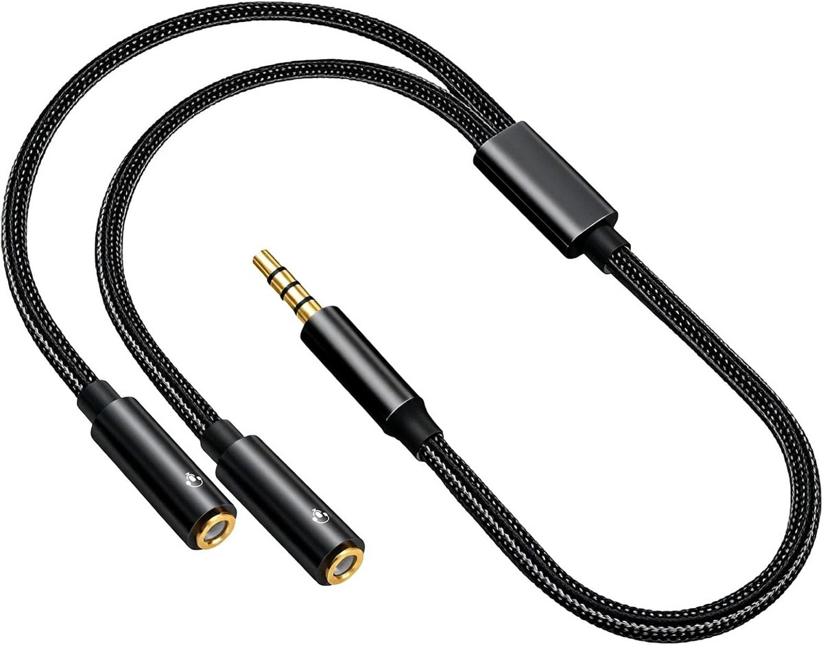 3.5mm Audio Y-Splitter Kabel voor Hoofdtelefoon en Microfoon