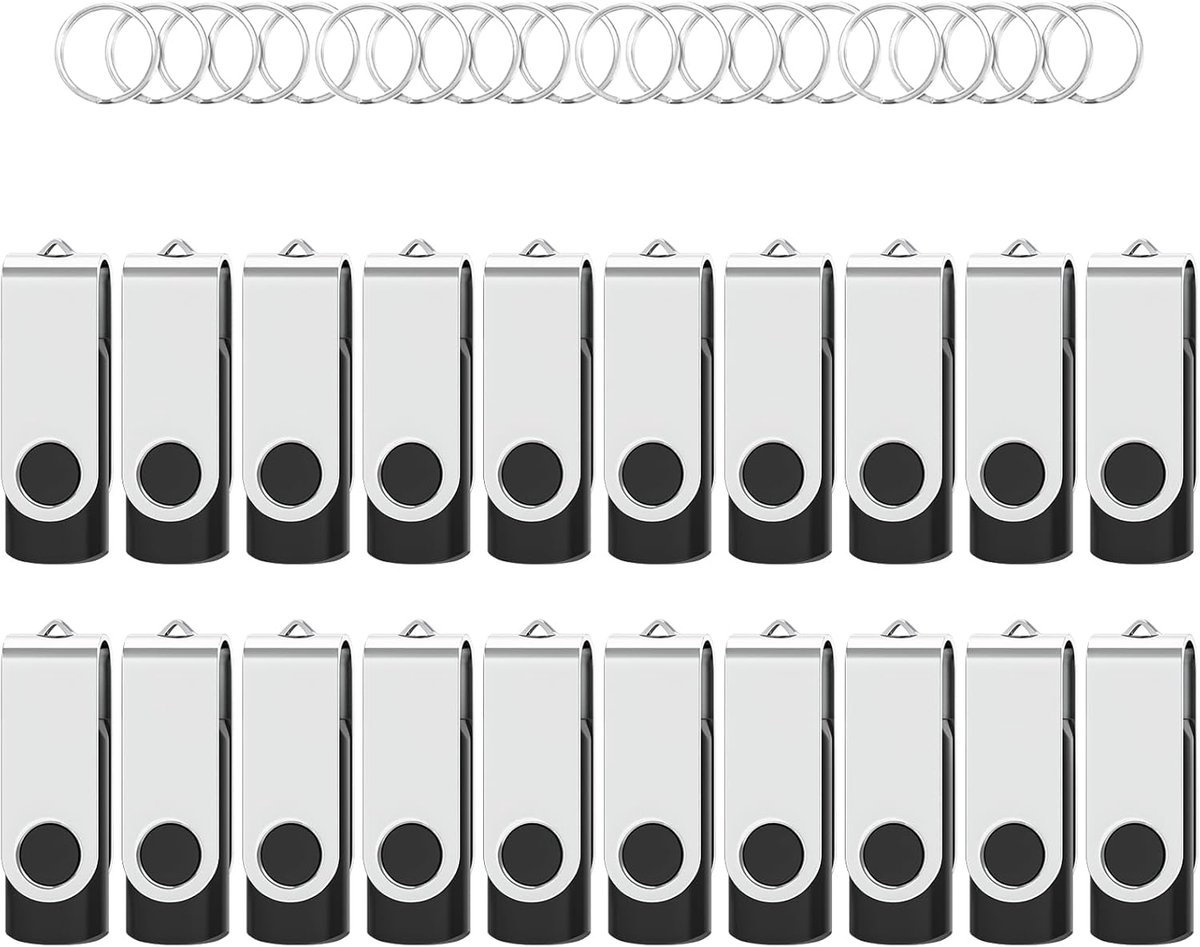 20 Stuks USB 2.0 Geheugensticks 1GB Compact Metalen Draaibaar Opslagapparaat