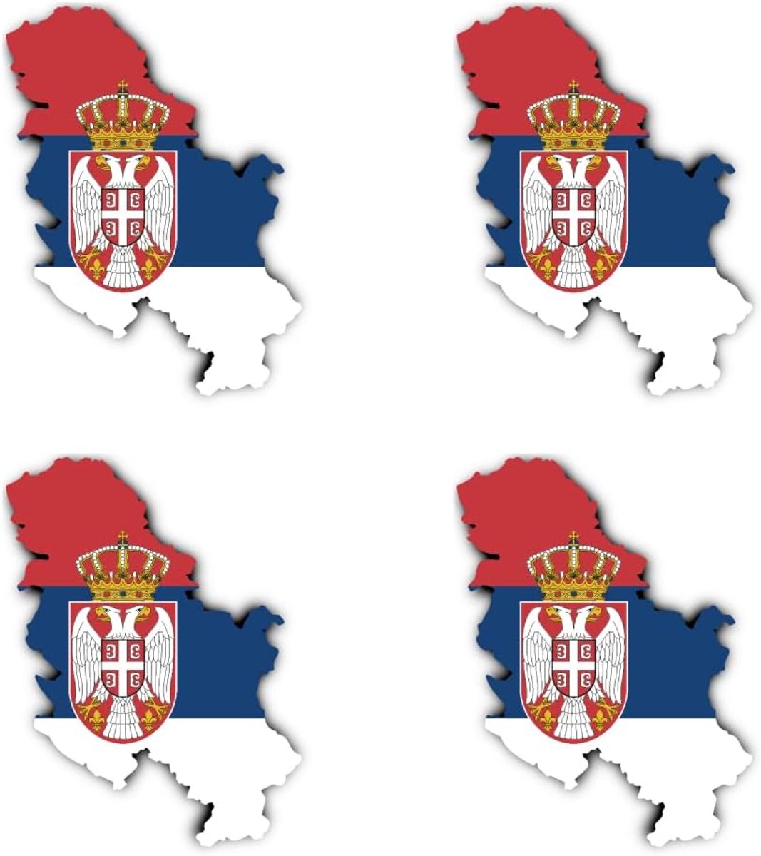 Sticker Vlag Servië RS 100mm 4 Stuks Set voor Auto Laptop en Diversen