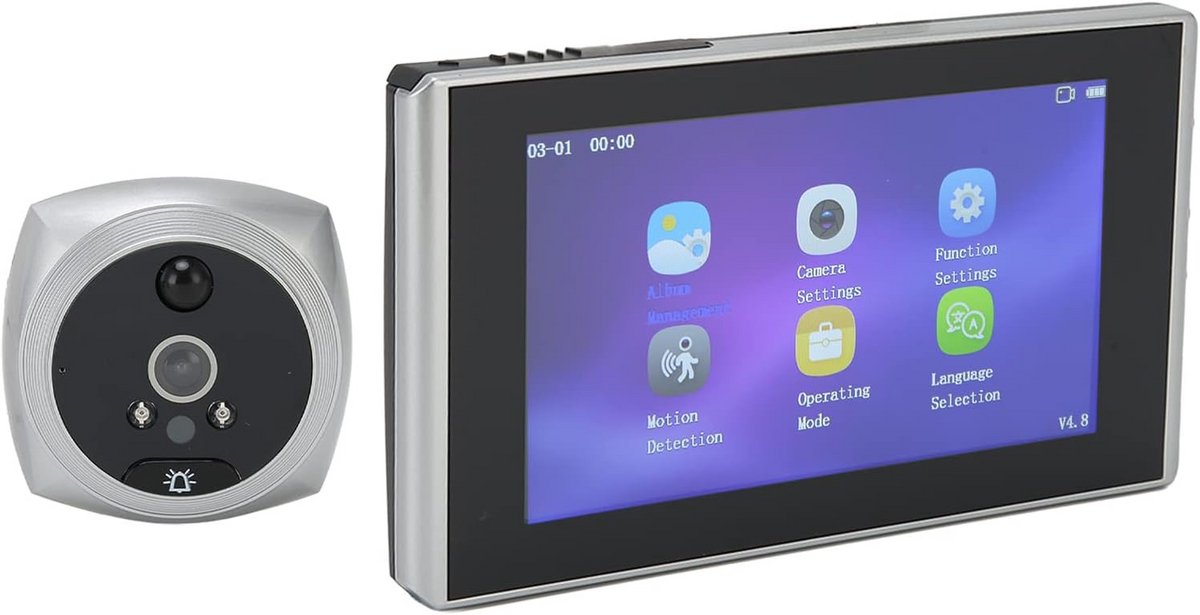 Digitale Deurcamera met 4,5 Inch Scherm - 1080P Nachtzicht en Bewegingsdetectie