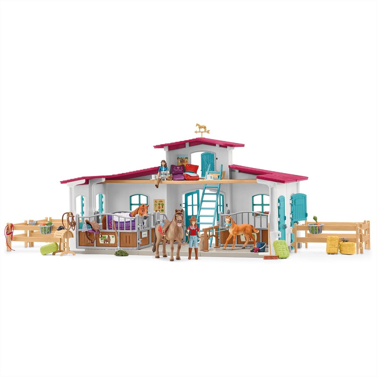 schleich HORSE CLUB - Manege - Kinderspeelgoed - Paarden Speelgoed - Paardenstal, 3 Paarden en 2 Speelfiguren - 115 onderdelen — afbeelding 13