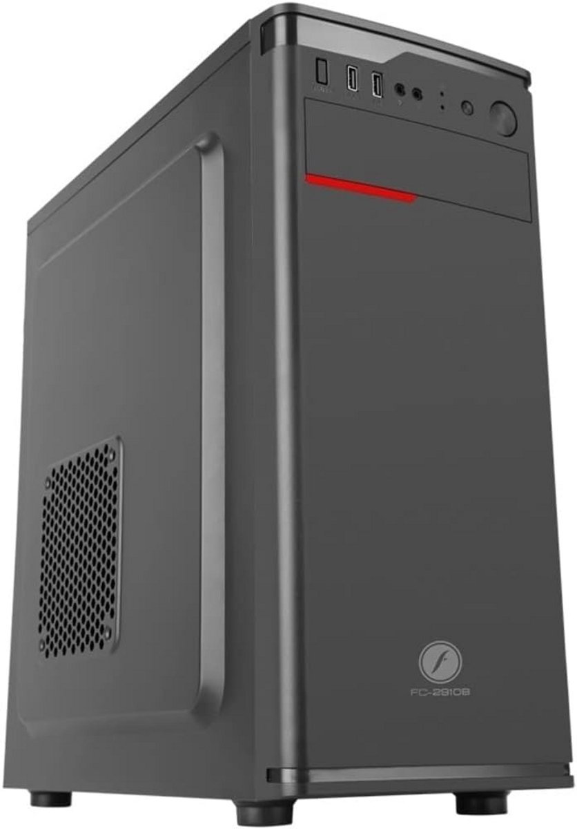 Zwarte Midi Tower PC Behuizing met USB en Audio Aansluitingen