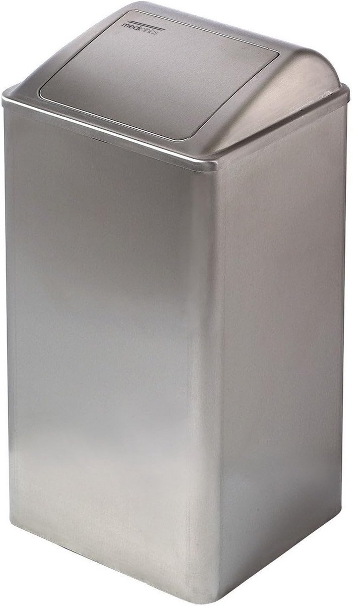Rvs afvalbak met deksel 65 liter voor sanitaire ruimtes