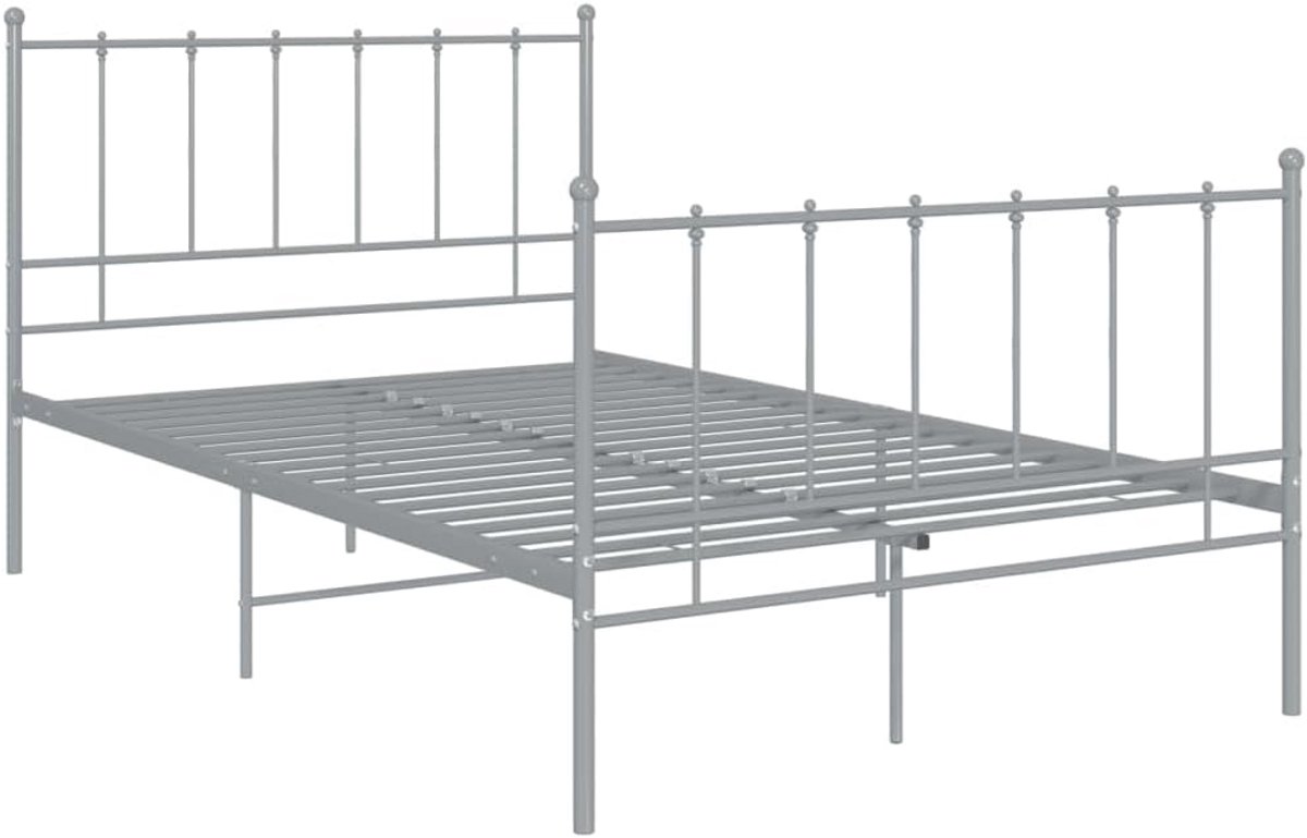 Tweepersoons Bedframe Metaal Grijs 120x200 cm Stevig Lattenbodem