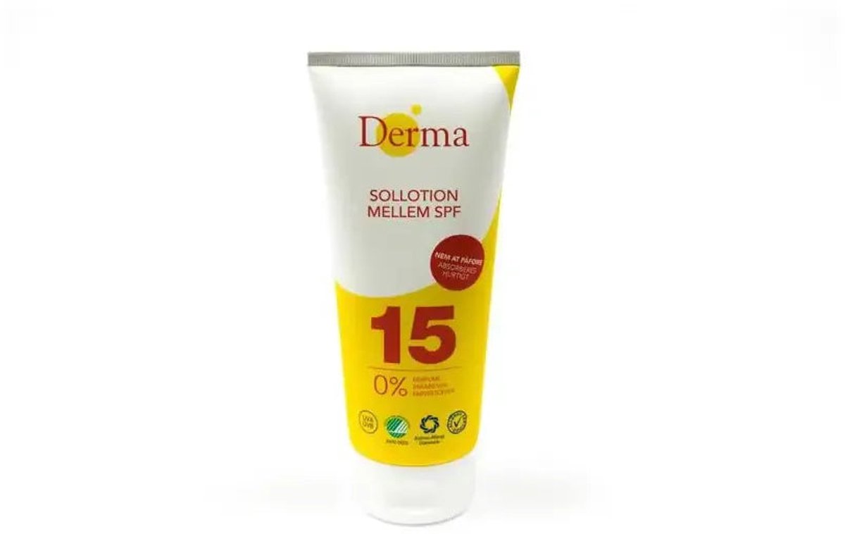 Derma Eco Sun SPF15 Zonnelotion - Waterbestendige Bescherming - Hypoallergeen - Biologisch Gecertificeerd