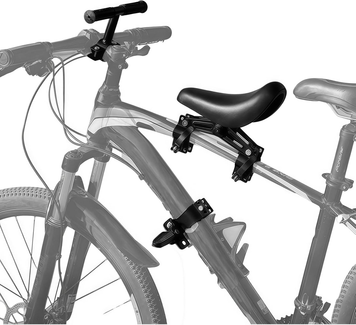 Kinderfietszitje voorop met Stuur - Afneembaar Fietszadel voor Peuters 2-5 Jaar