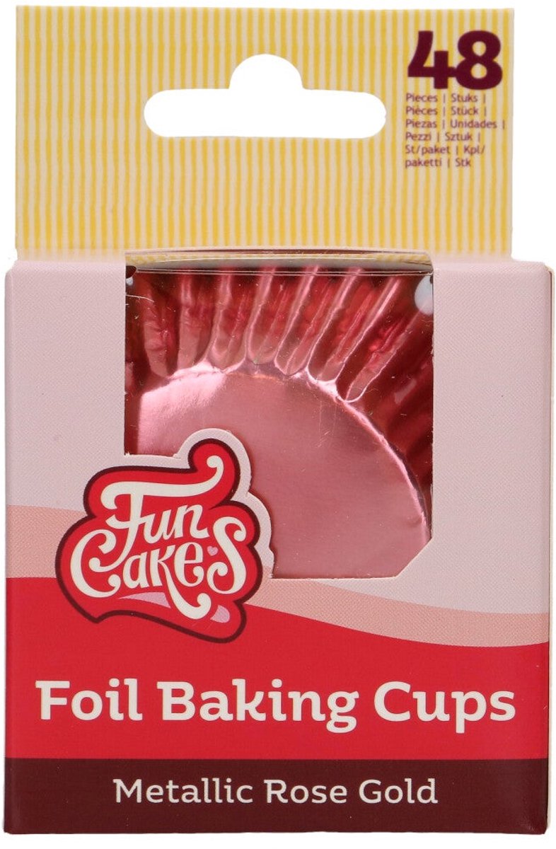 FunCakes Folie Baking Cups - Metallic Rosé Goud - pk/48 - Cupcake Vormpjes Papier