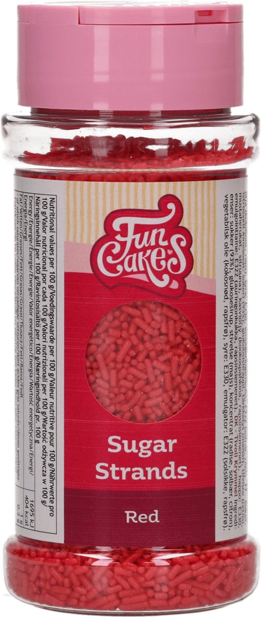 FunCakes Sugar Strands - Rood - 80g - Sprinkles - Eetbare Taartdecoratie