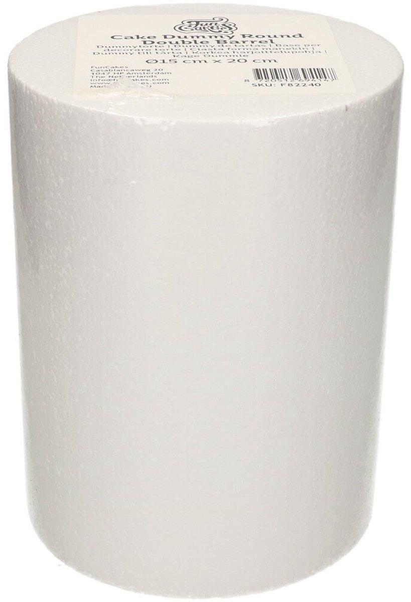 FunCakes Taart Dummy - Piepschuim Blok - Rond - Double Barrel - Ø15 cm x 20 cm