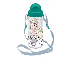 Euroswan Frozen Kids Drinkfles met Rietje - Waterfles voor Kinderen - 500ml, Blauw