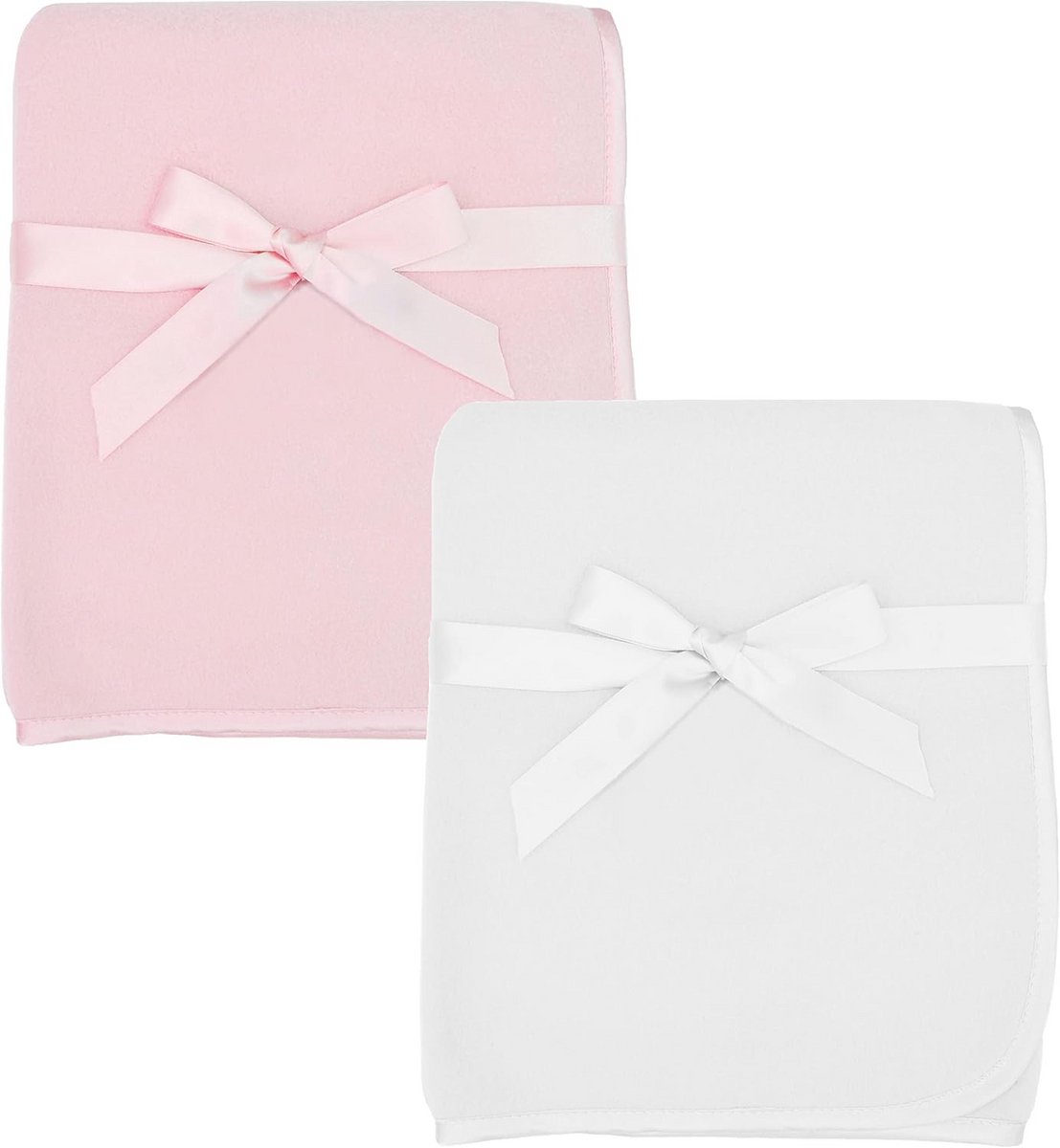 Zachte 2-delige Fleece Babydoeken Roze en Wit 76x76 cm