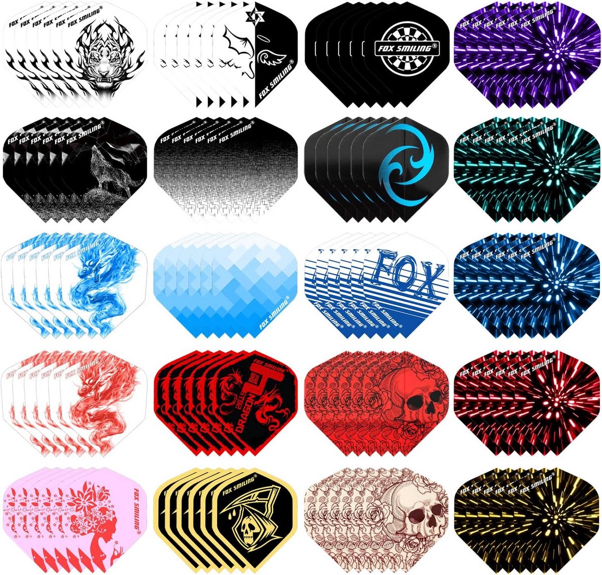 120x Dart Accessoires Set: Standaard Vorm Dart Flights voor Steeltip en Softtip Darts