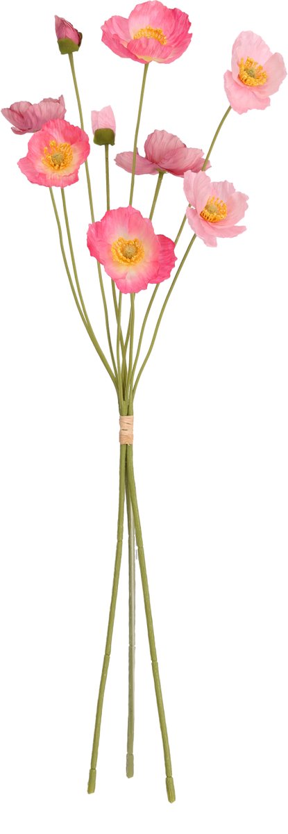 maxifleur Kunstplanten Klaprozen Kunstbloemenbundel 60cm Roze mix