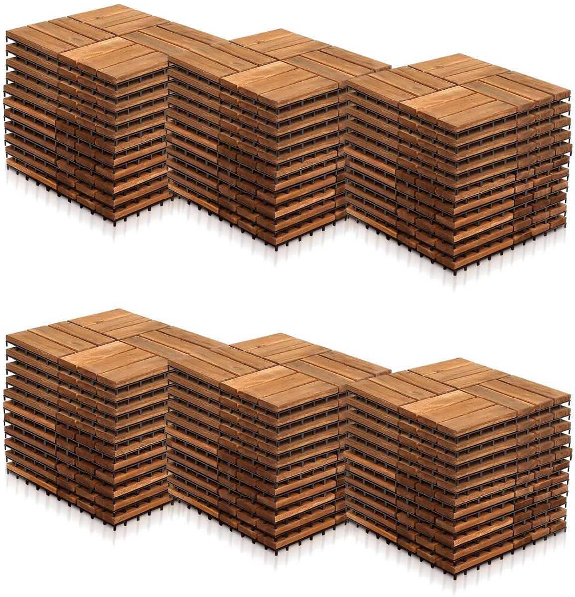 66 Stuks Houten Terrastegels 30x30 cm Acacia Hout met Kliksysteem voor Balkon en Tuin