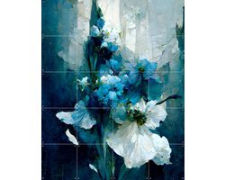 IXXI Blue Flower Bouquet, Treechild & Various - 80 x 100 cm - Gratis ophangtool - Grote wanddecoratie en posters - Olieverf, Impressionisme