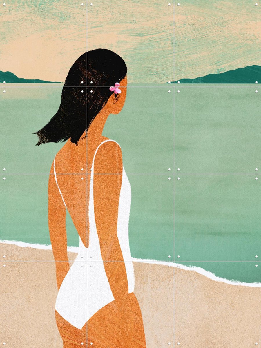 IXXI Beach Bliss, Henry Rivers - 60 x 80 cm - Gratis ophangtool - Grote wanddecoratie en posters - Digitale Kunst, Kleurrijk, Minimalisme