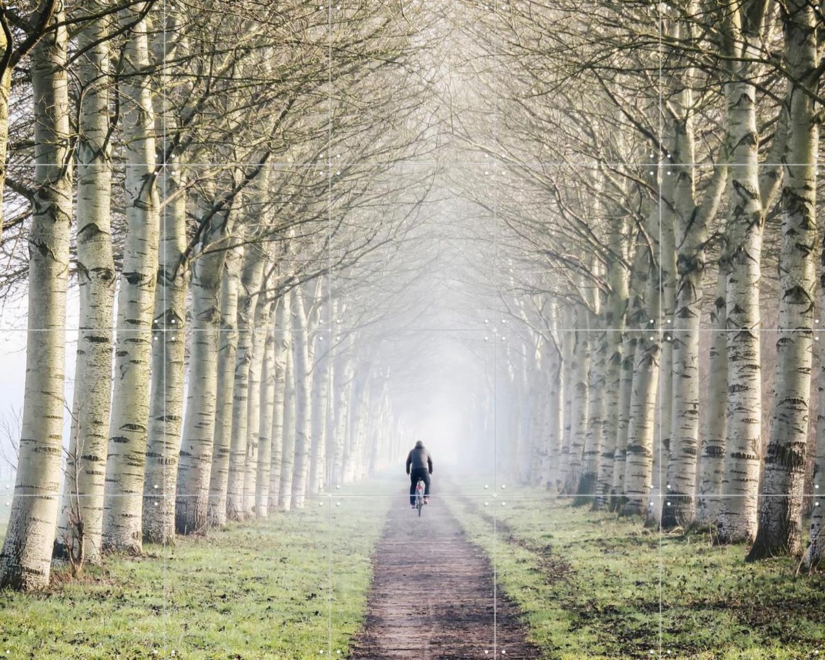 IXXI One Man Two Wheels, Claire Droppert - 100 x 80 cm - Gratis ophangtool - Grote wanddecoratie en posters - Fotografie, Naturalisme, Realisme, Gang