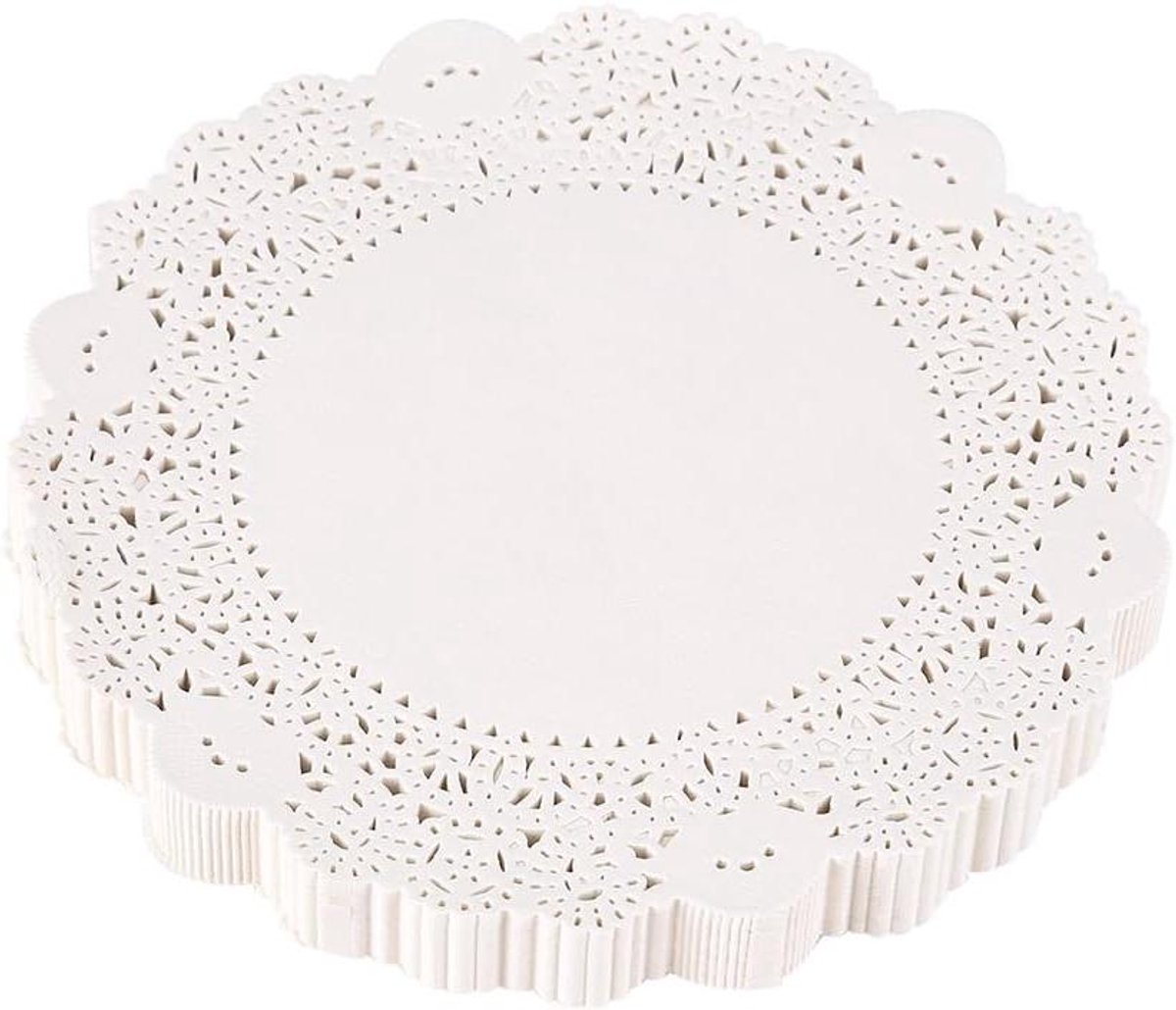 Papieren kleedjes rond 180 stuks wit - eten, cake, knutselen - tafeldecoratie