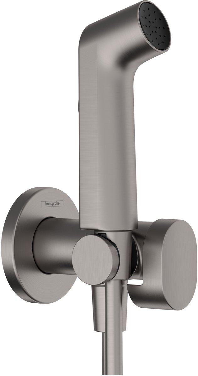 Hansgrohe Bidet - handdouche - 1jet - ecosmart - voor warm water - met douchehouder en doucheslang - 125 cm - geborsteld zwart chroom