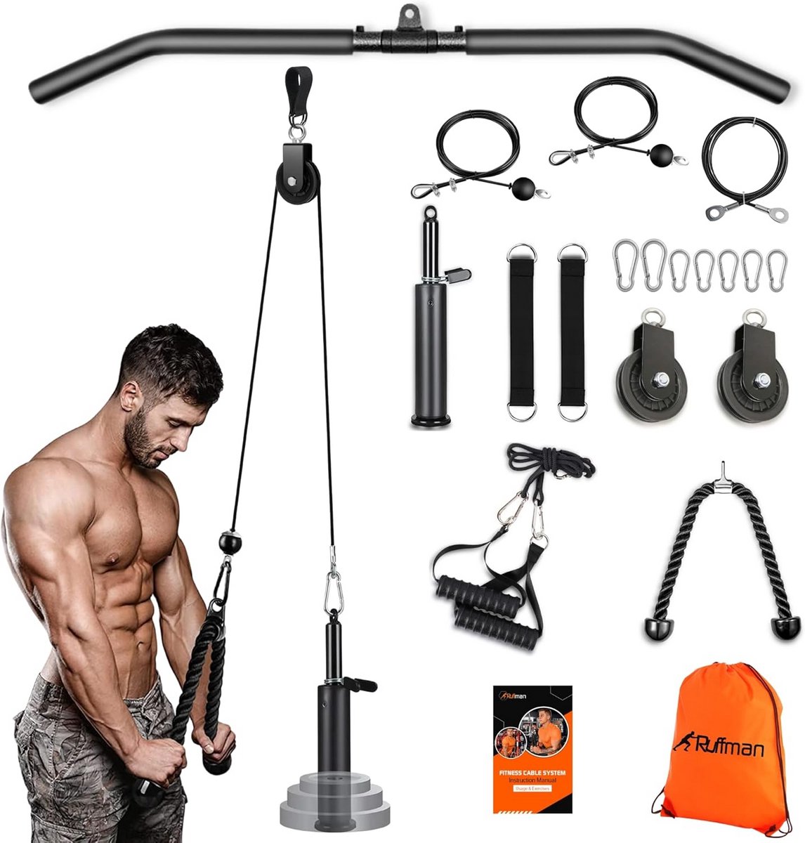 Kabel Trainingssysteem voor Thuis Fitness: Lat Pulldown en Krachttraining Accessoires Set
