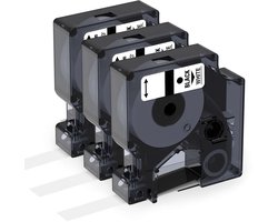3x ABC huismerk label cassette geschikt voor Dymo D1 45803 S0720830 wit 19mm x 7m geschikt voor Labelmanager 100 120P 150 160 200 210D+ 260P 280 300 350 350D 360D 400 420P 450 500TS