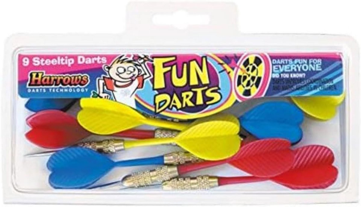 Set van 9 Gekleurde Basisdartpijlen met Nylon Punten