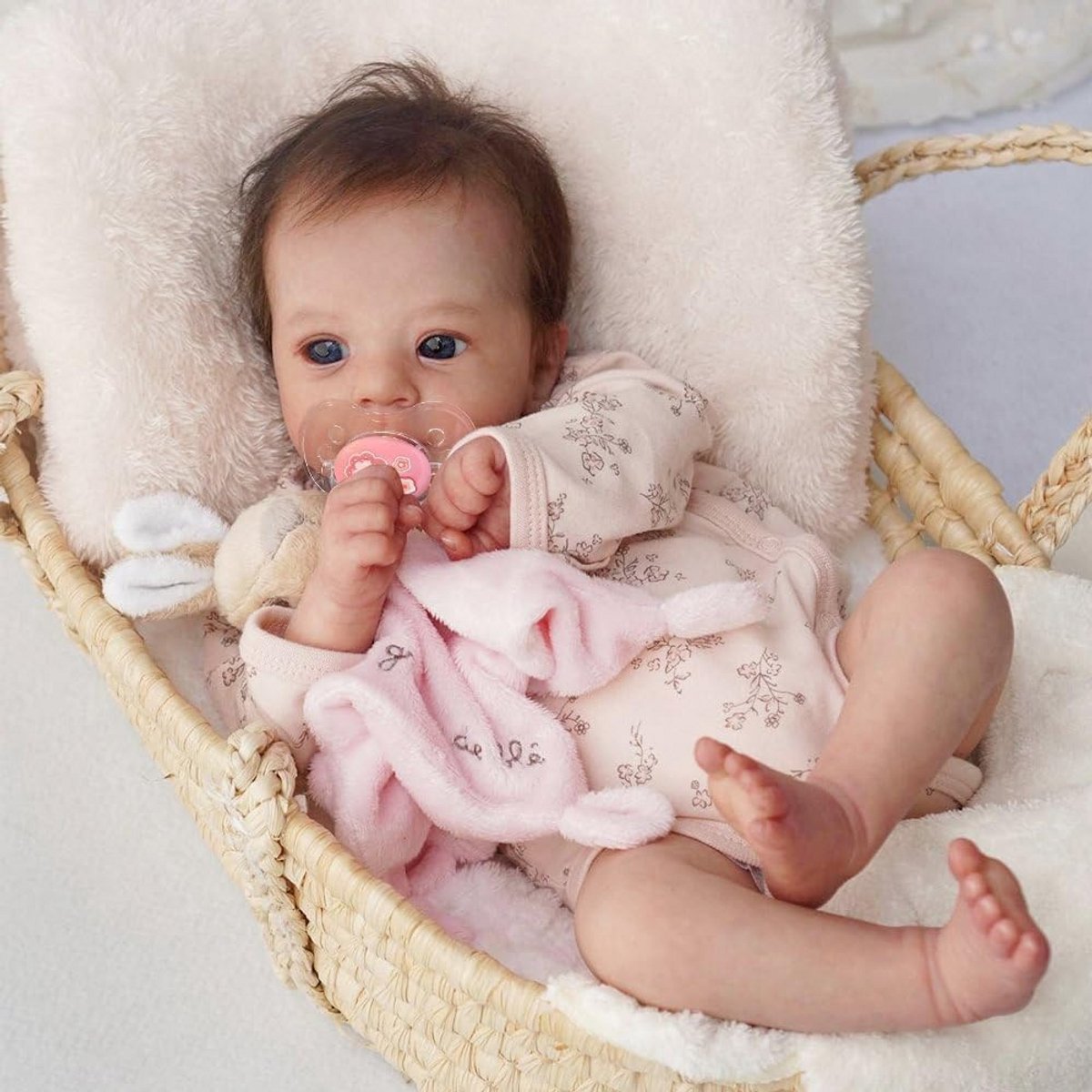 Levensgrote Babypop 48cm Handgemaakt Realistisch met Open Ogen