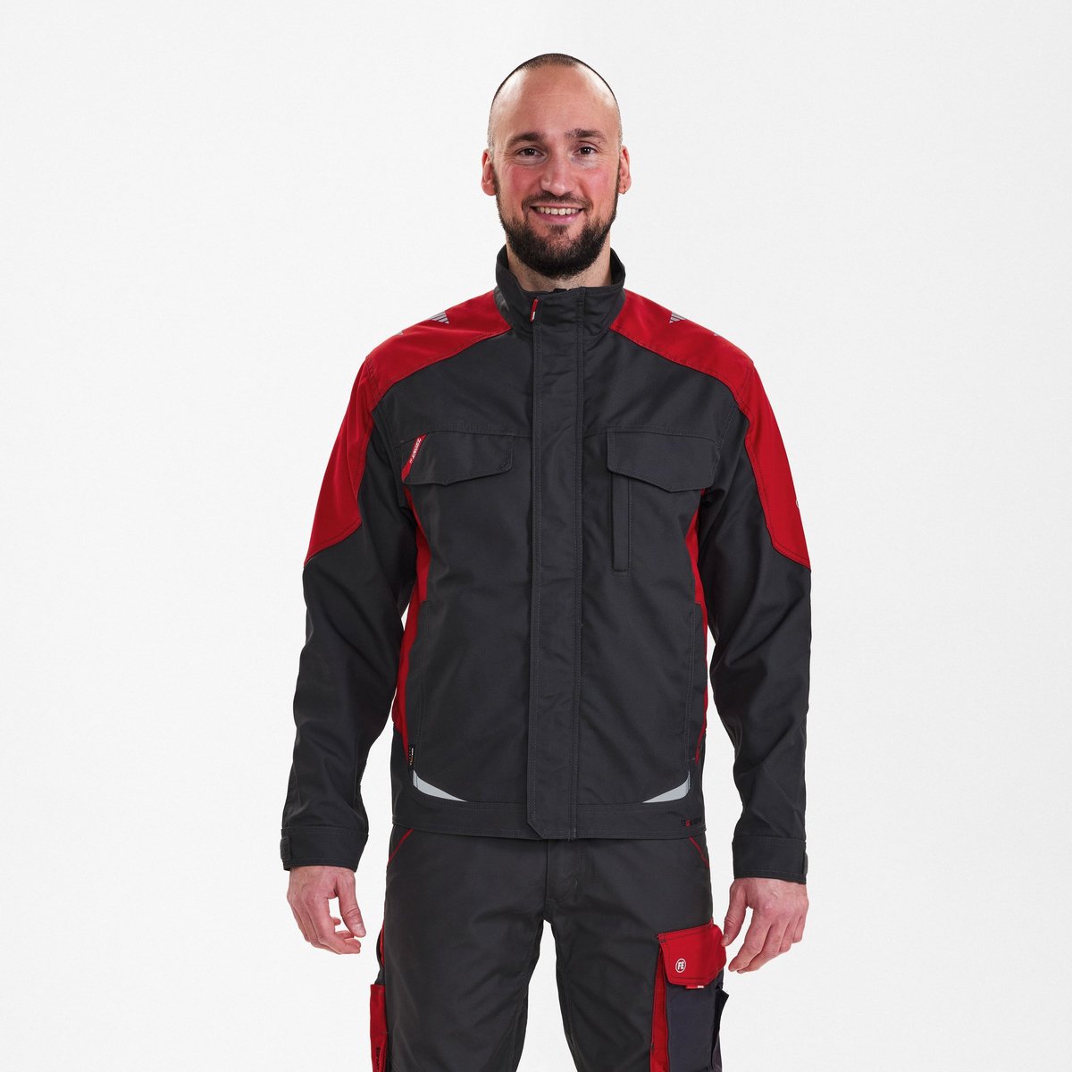 Engel Galaxy werkjack 1810-254 - Anthracite Grey / Tomato Red - 3XL