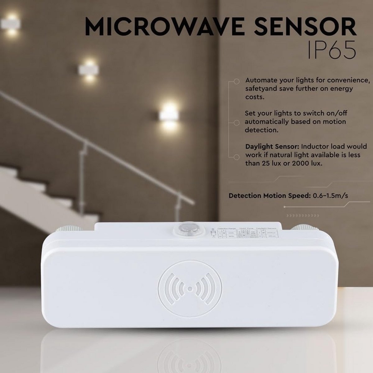 Magnetron Bewegingssensor 360° Verstelbaar IP65 Voor Buiteninstallatie