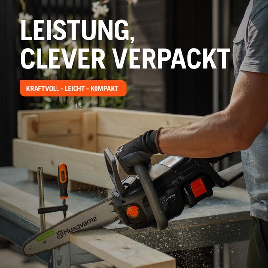 Tronçonneuse sans fil Husqvarna Aspire C15X-P4A, alimentée par batterie, lithium-ion, 18 V, vitesse de coupe élevée (avec batterie et chargeur)