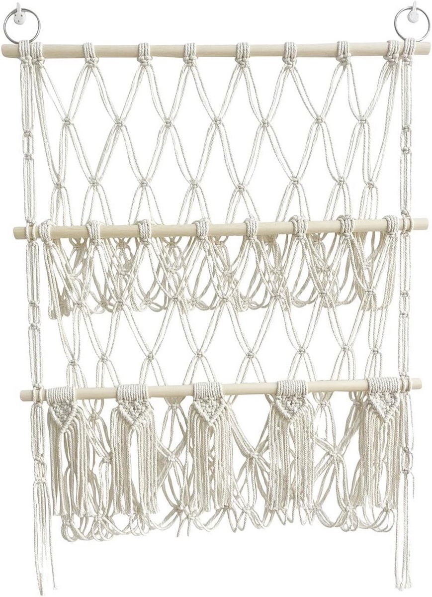Hangmat Organizer voor Knuffels en Speelgoed, Macramé Opbergnet
