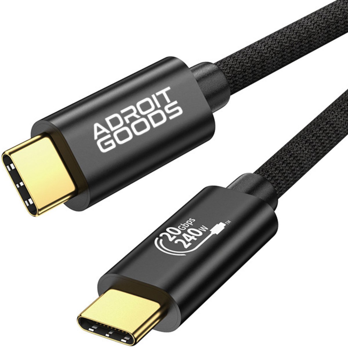 AdroitGoods USB-C naar USB-C Kabel – USB 3.2 Gen 2x2, 20Gbps Data, 240W PD 3.1, 4K Video, E-Marker Chip - Professionele USB-C kabel voor maximale prestaties - 0,6m