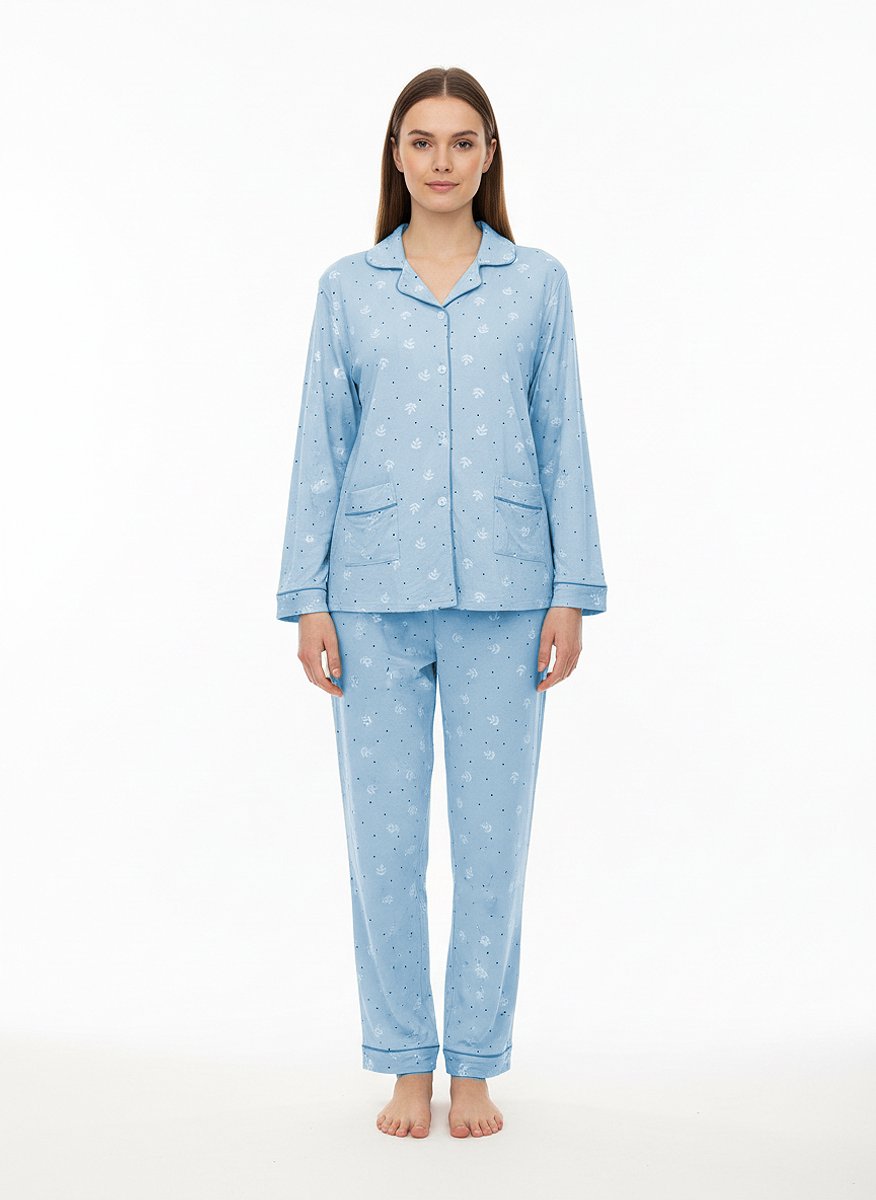 Dames Katoenen Pyjama 2028 180GSM Double Jersey XXL blauw
