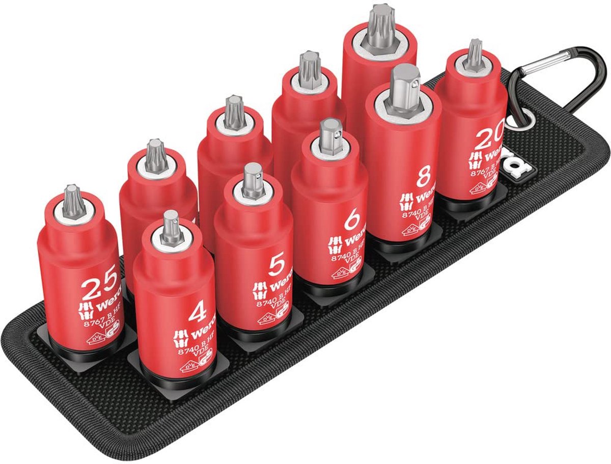 VDE Geïsoleerde Bitmoerset op Textielriem, 10 Delig, 3/8 inch
