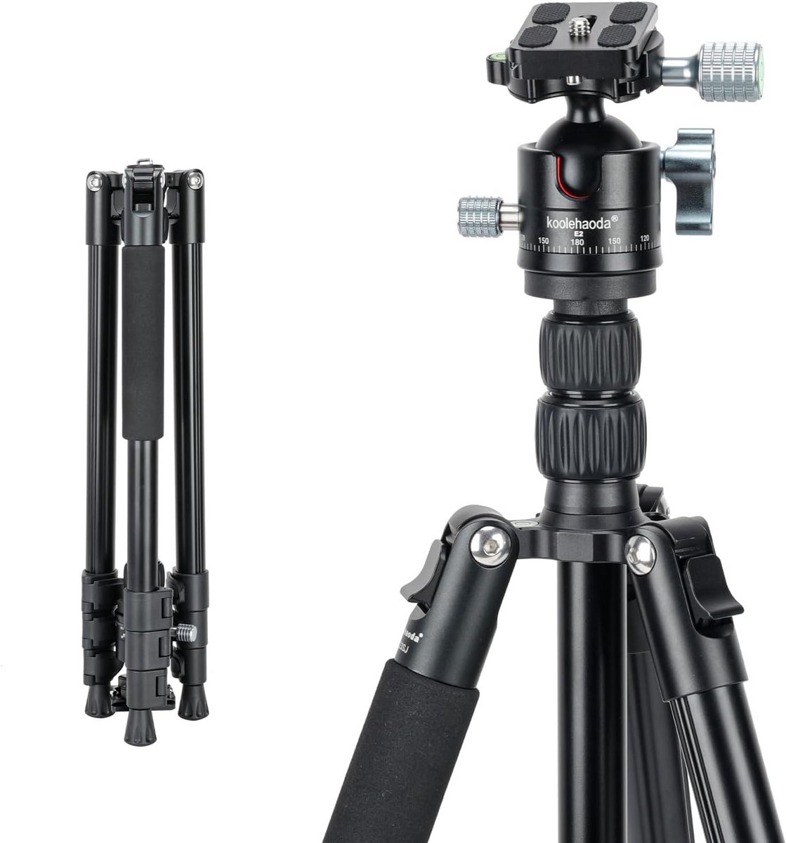 Lichtgewicht Aluminium Reisstatief 178 cm met 360° Kogelkop voor DSLR en Smartphone