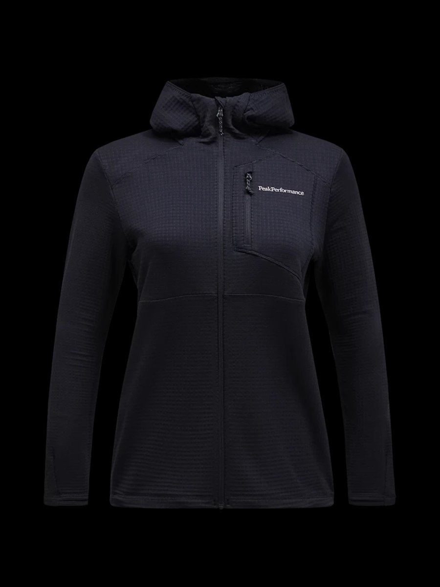 Trail Polartec® Power Grid™ Zip Hood Fleece Dames Zwart