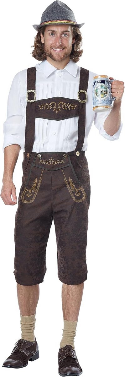 Oktoberfest Kostuum Heren - Lederhosen Bierfeest Outfit met Hoed