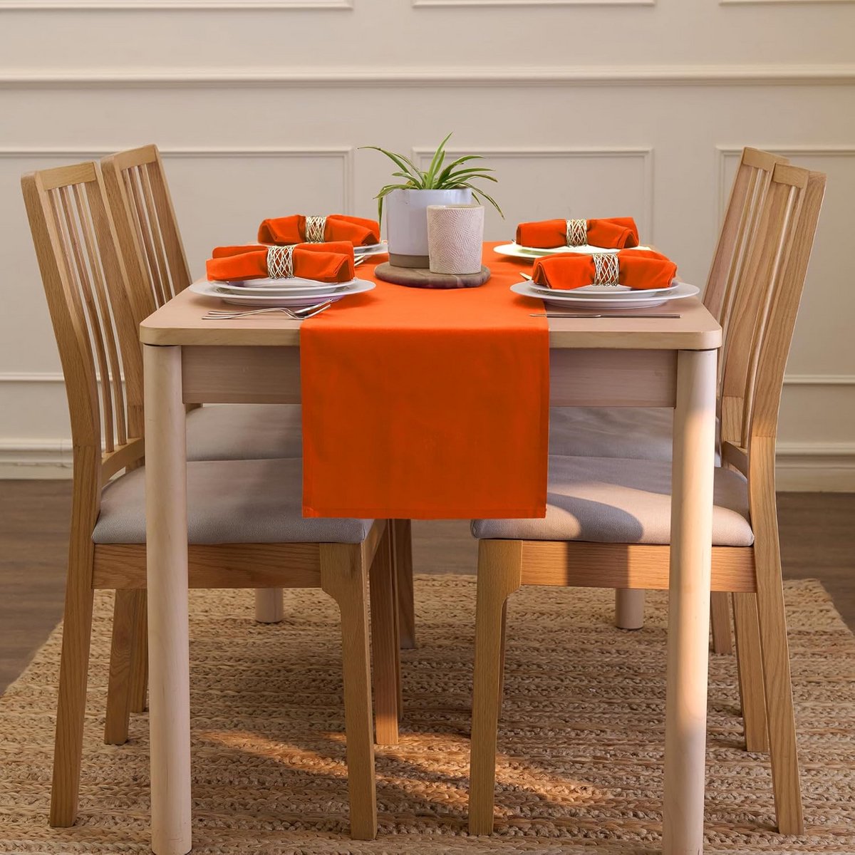 Katoenen Tafelloper Oranje 32x150cm Duurzaam en Machinewasbaar