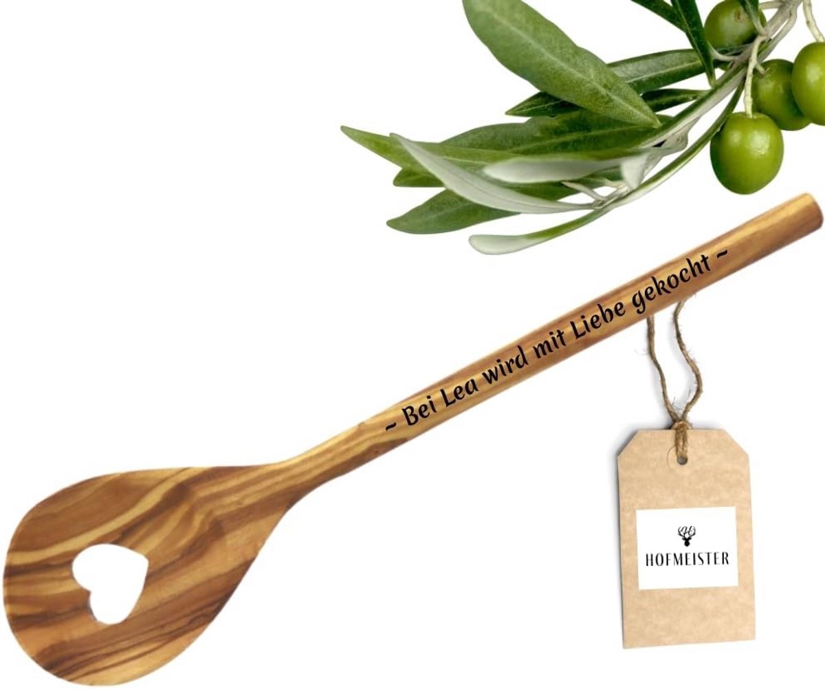 Gepersonaliseerde Houten Kooklepel met Naam Gravure voor Koppels