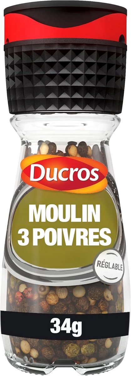 Set van 3 Pepermolens met Gemalen Peper (34g)