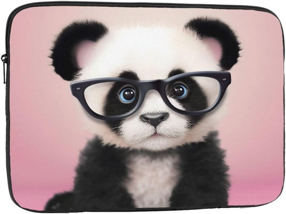 Waterdichte Laptop Sleeve 12 Inch met Panda Bril Print Beschermhoes