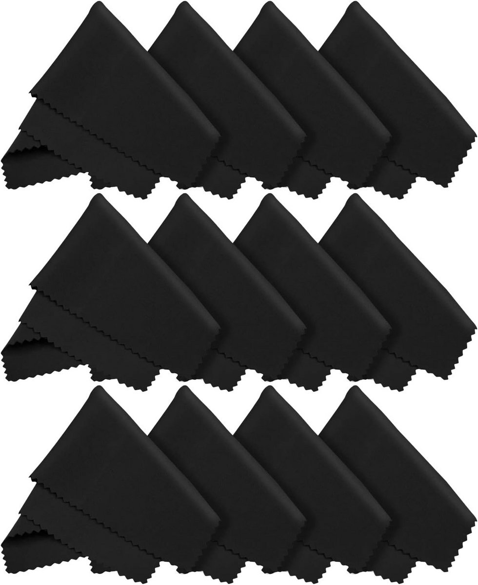 12x Microvezeldoekjes - Poetsdoekjes voor Brillen, Camera, Schermen & Elektronica - Zwart