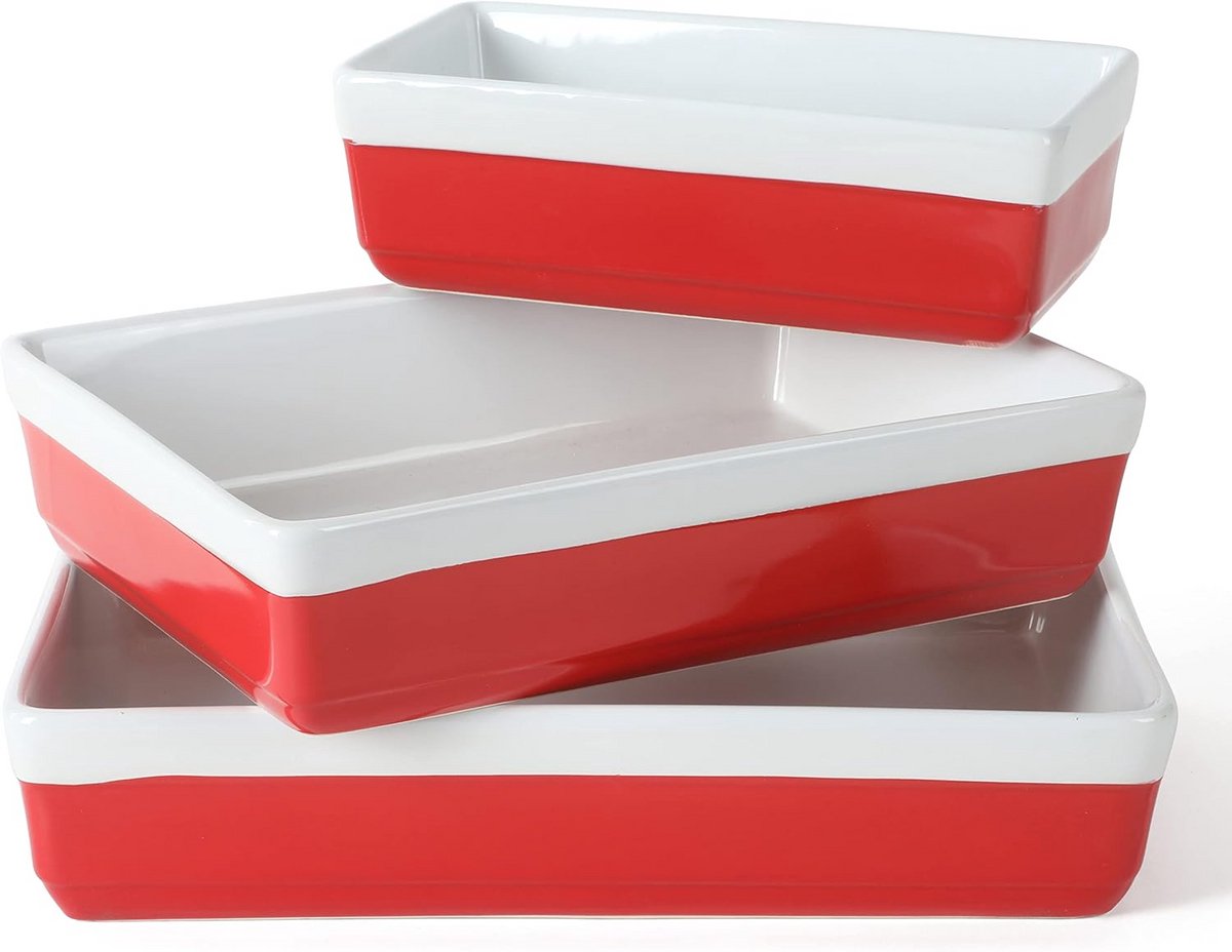 3-delige Steengoed Ovenschalen Set - Oven naar Tafel Gebruik