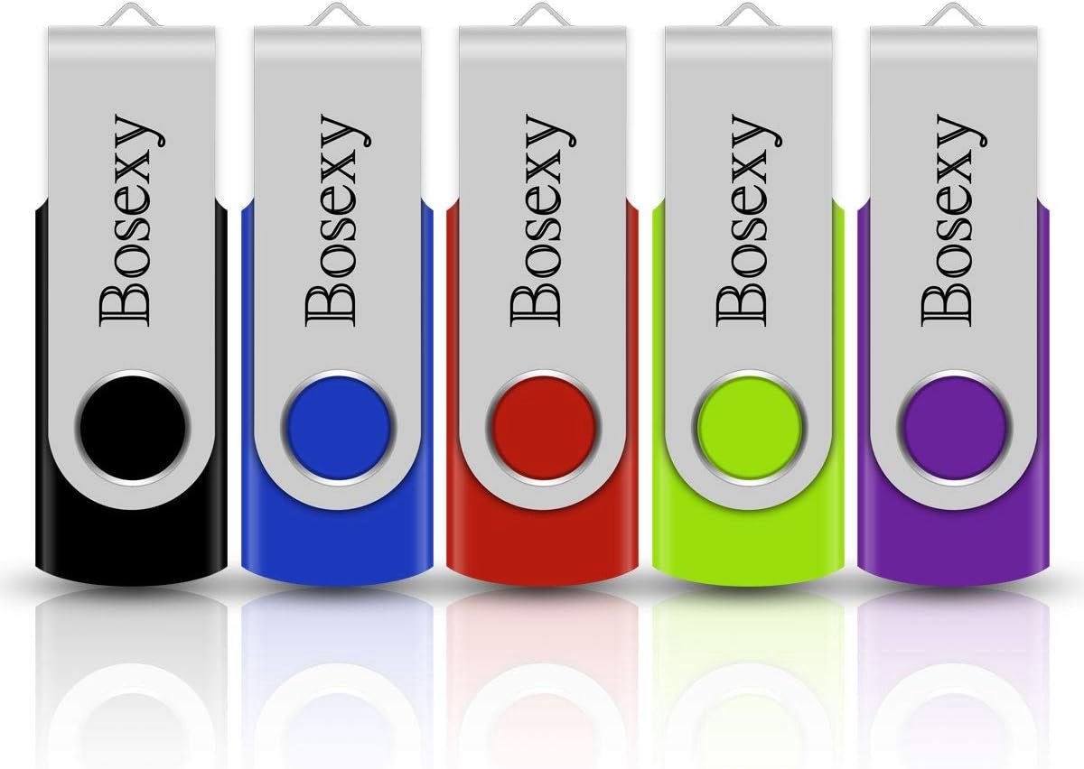 5-pack USB Sticks 32GB Set - Draaibare Geheugensticks met LED Indicator - USB 2.0 Flash Drives in Diverse Kleuren