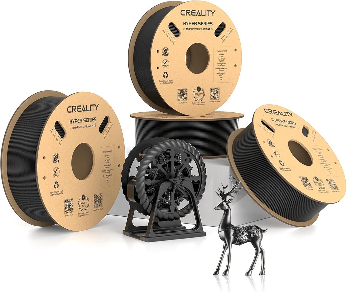 Hyper PETG Filament Zwart 1.75mm 4kg - Hoge Precisie 3D Printer Materiaal