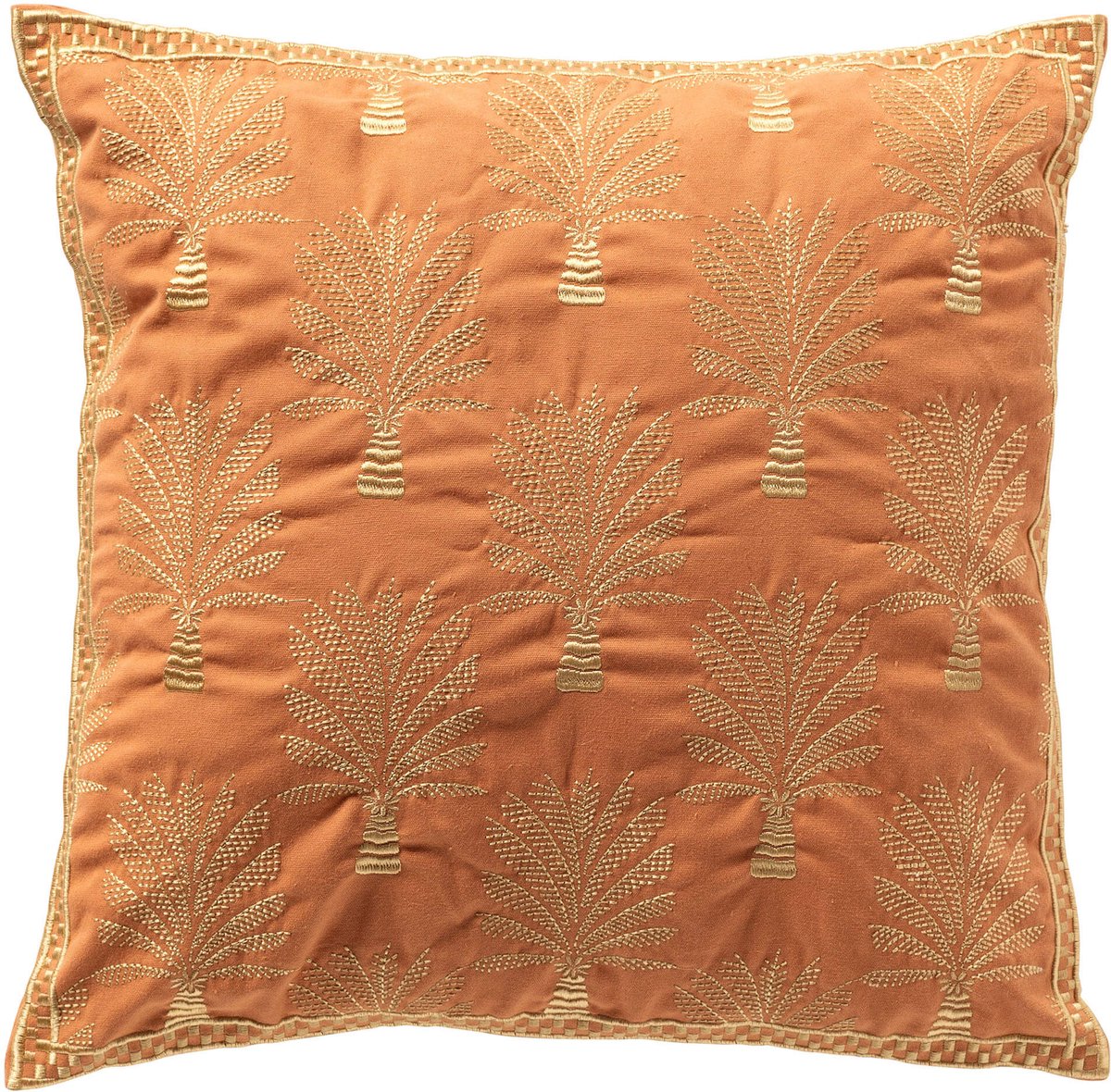 Dutch Decor CYCAS - kussenhoes 45x45 cm - boommotief - Carnelian - oranje - met rits - zonder binnenkussen