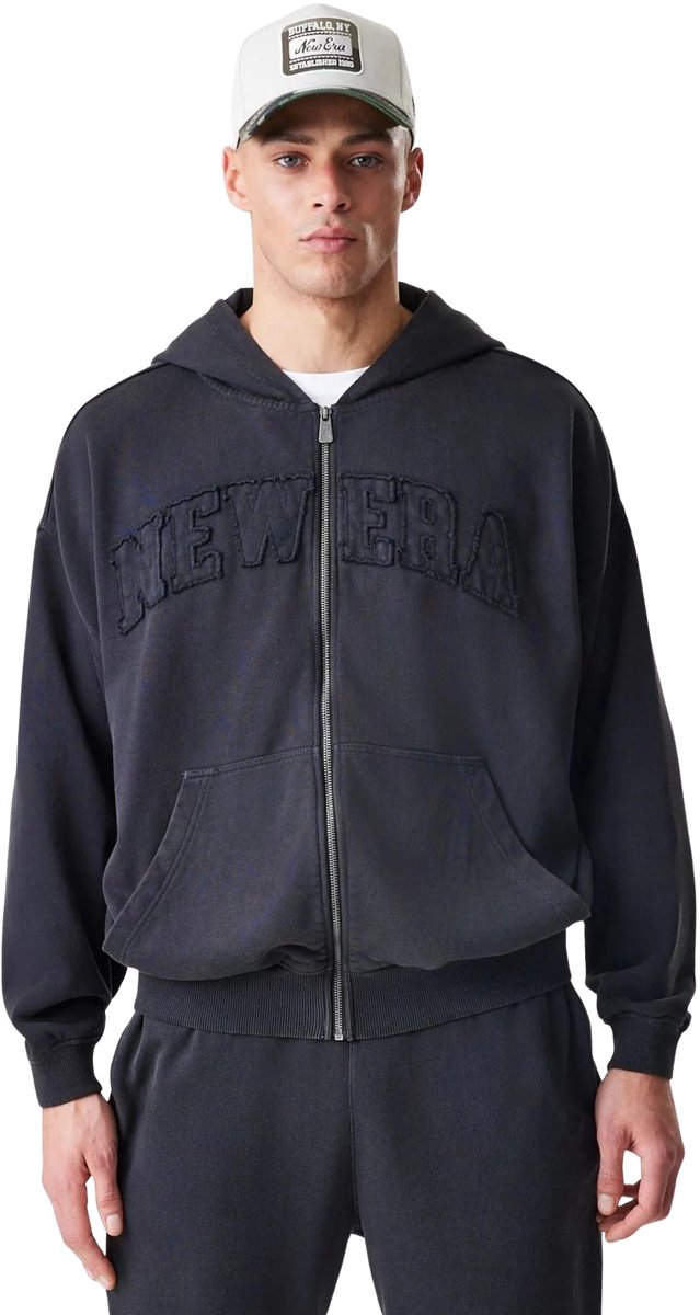 Hooded sweatshirt met rits New Era Washed Zwart