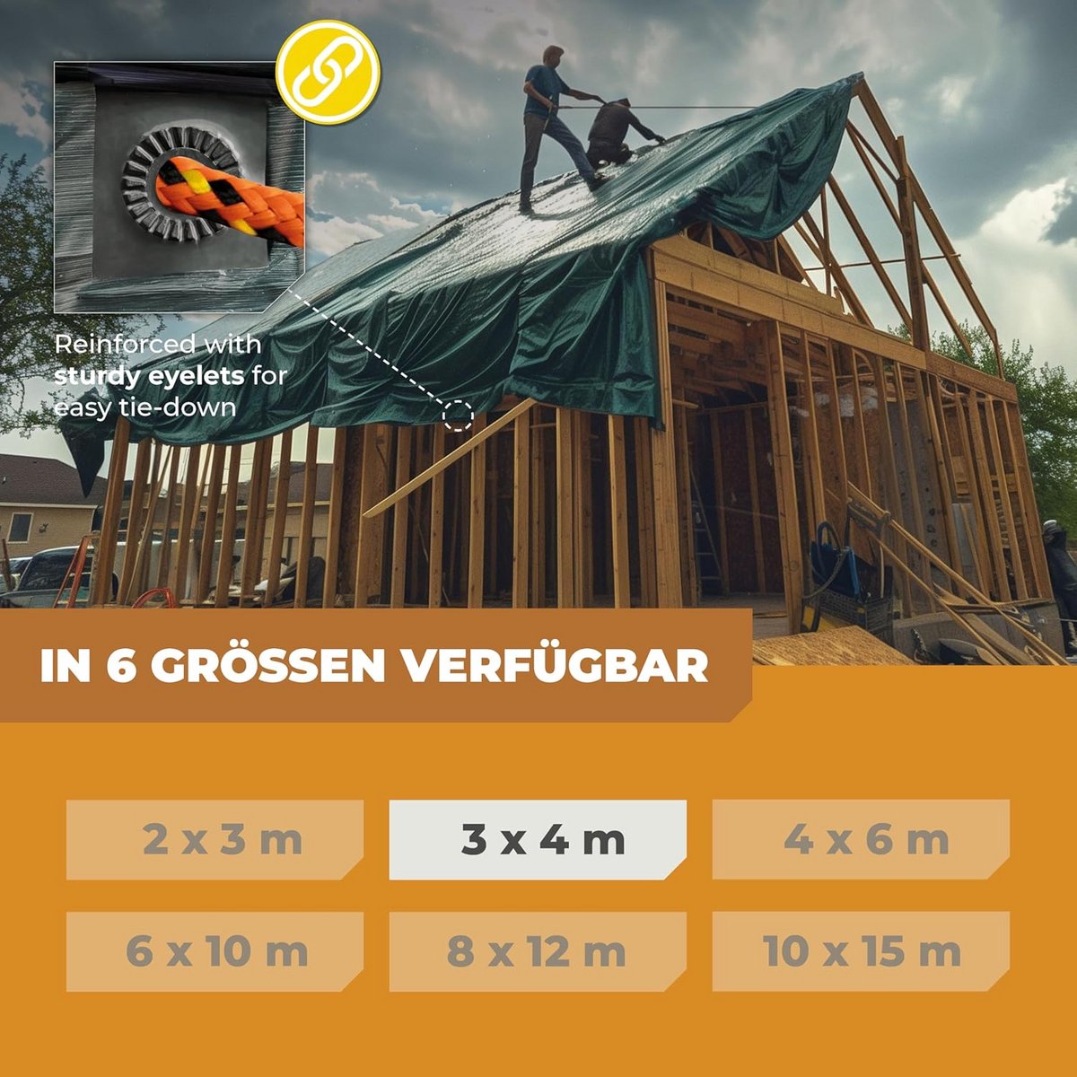 Stevig en Waterdicht Zeil 3 x 4 meter 90 g/m² voor Tuin en Bouw